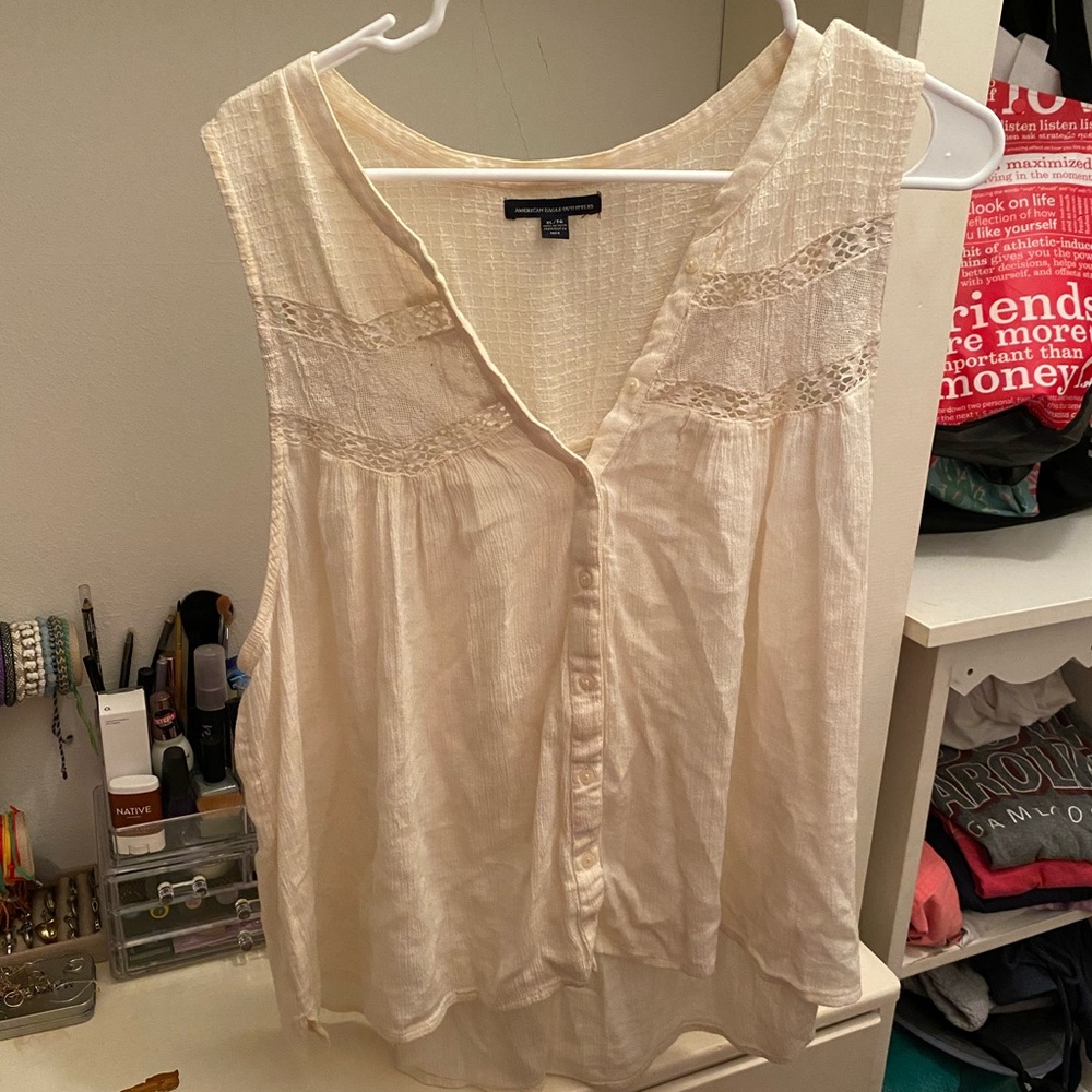 American Eagle Outfitters Cream Tank Top